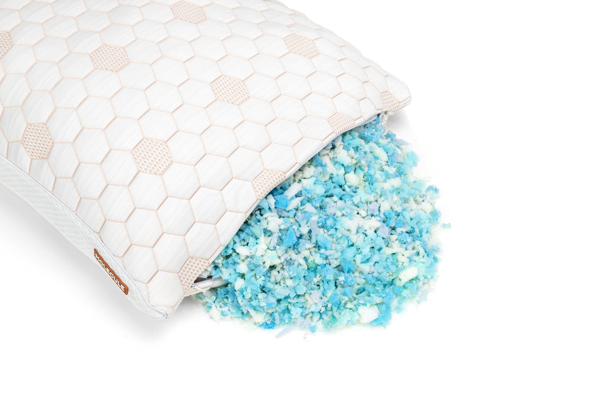 Molecule Copperwell Foam Pillow with the interior foam displayed